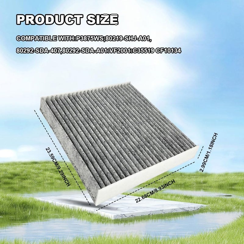 PACLVIO Car Fresh Breeze Air Filter Replacement for Car Passenger, Premium Cabin Air Filter with Activated Carbon, Auto Compartment Air Filters Fit for Acura, Civic, CR-V, Odyssey, CSX, Replaces CF10134 - Image 2